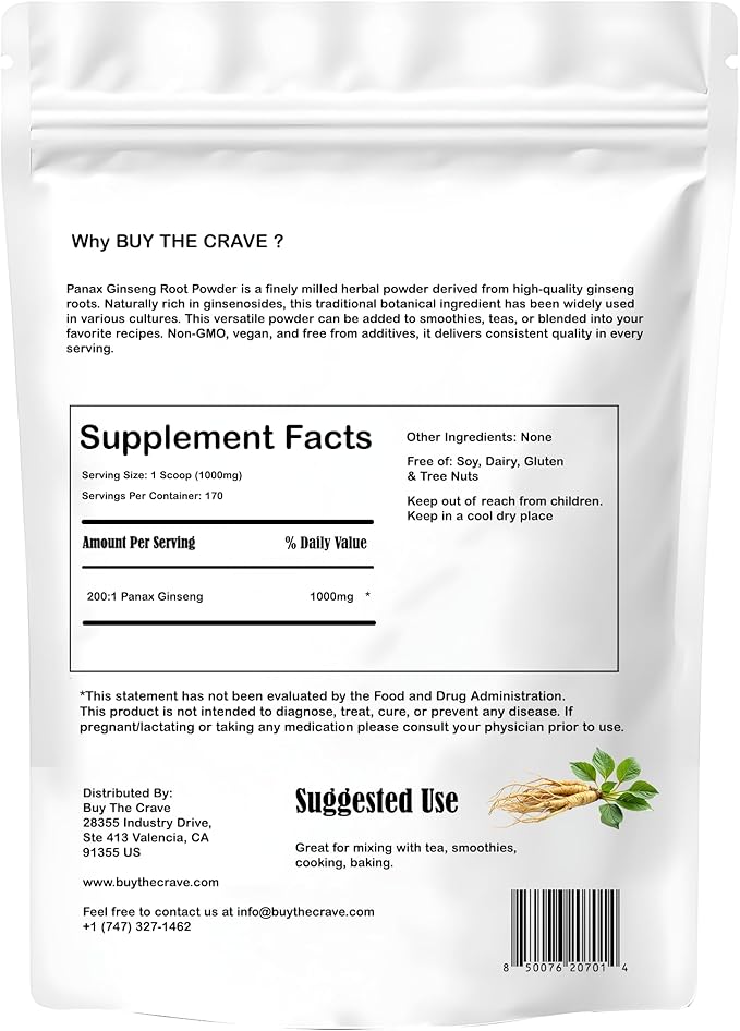 Organic Korean Panax Ginseng Root Extract, 200:1 Powder Root Extract, Maximum Strength, 170 g (6oz), 1 Gram Per Serving, with Active Ginsenosides