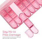 Daviky Pill Organizer 3X a Day, Weekly Pill Box 7 Day, Travel Pill Case with Large Containers, 3 Times Medcine Organizer for Vitamins, Medication, Supplements and Fish Oils (Pink)