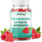 Potassium Citrate Supplement Gummies, Potassium Supplements for Women & Men, Helps Maintain Muscle Wellness & Electrolyte Balance, Vegan, Raspberry Flavor, 60 Count Potassium Gummies