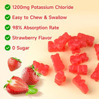 softbear Potassium Gummies for Adults, Sugar Free Potassium Chloride Gummies 1200mg Support Leg Cramps & Electrolyte Balance High Potency Potassium Supplement, Strawberry Flavor 120 Count