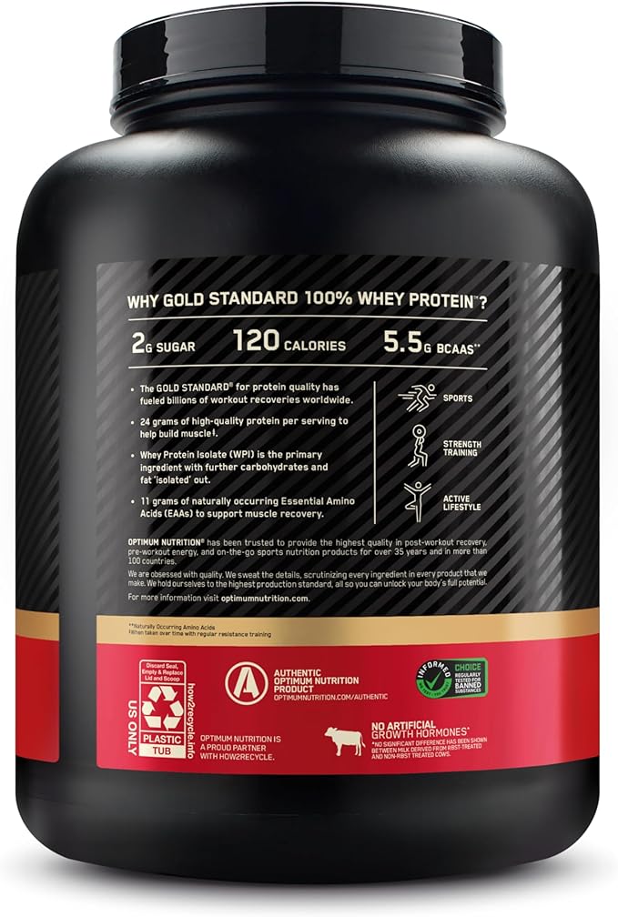 Optimum Nutrition Gold Standard 100% Whey Protein Powder, Cookies & Cream, 5 Pound (Packaging May Vary)