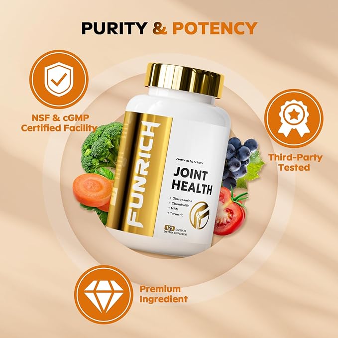 Joints Health Suppplement, Glucosamine Chondroitin MSM - Joint Support Supplement for Women and Men with Turmeric, MSM &Boswellia, for Cartilage, Joint Health and Flexibility - 2 Bottles