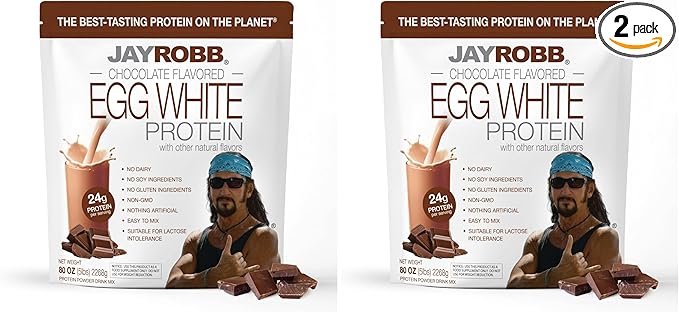 JAYROBB Chocolate Egg White Protein 80 oz, 5 Pound Bag (Pack of 2)