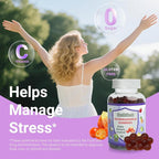 Organic Ashwagandha Gummies with Vitamin D3 - Stress Relief & Immune Support, Vegan Non-GMO, Gluten Free, Mixed Berry Flavor (60 Count)