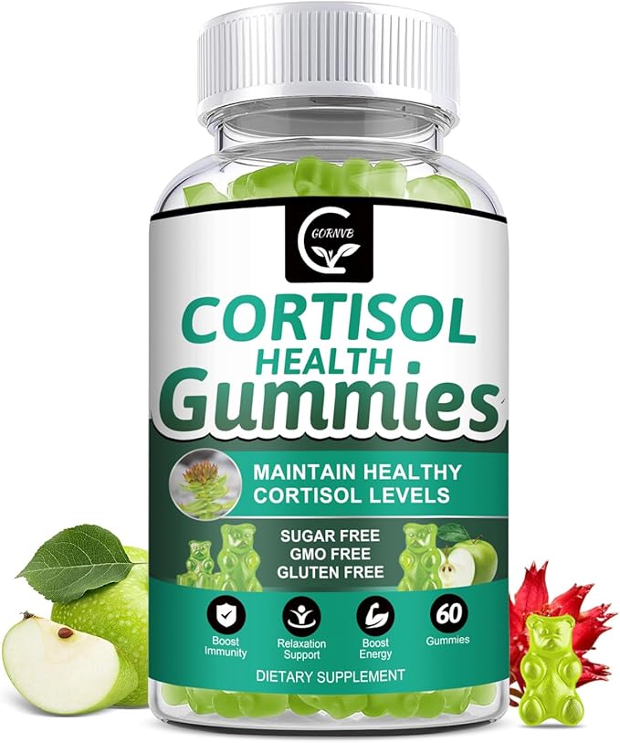 Sugar-free Cortisol Gummies, 9-in-1 Cortisol Supplement for Women with Magnesium, Ashwagandha, Rhodiola, Phosphatidylserine, L-Theanine, Black Pepper, Vitamin C & B6 - Relaxation, Focus, Sleep Support