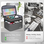 Mancro First Aid Bag Empty with Lockable Zipper, Dual Layers Pill Bottle Organizer Storage for Home, Medication Travel Bag for Pills, Vitamins, Emergency Supplies, Travel, Grey
