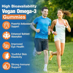 Omega-3 Gummies for Adults, Orange Flavor – Sugar-Free, Algae-Derived DHA 600mg & EPA 300mg, with Vitamins A, C, E, Zinc, 120 Gummies