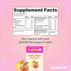 Belli Welli Fiber Supplement, Probiotics Fiber Powder Travel Pack for Women with Collagen & Electrolytes for Daily Gut Health & Debloating, Peach Mango, 10 Packets