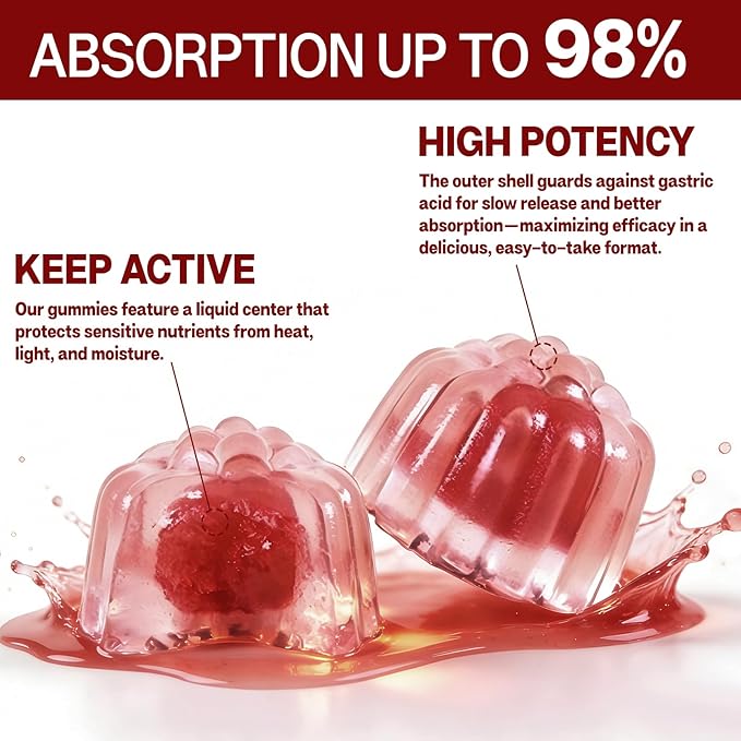 Red Yeast Rice with CoQ10 Gummies,2400mg Red Rice Yeast for Cholesterol*, CoQ10 200mg with Phytosterols, Omega - 3 & Chromium,- 60 Count, Raspberry Flavor for Women & Men