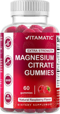 Vitamatic Extra Strength Magnesium Gummies – 255 mg (Elemental Magnesium) per Serving – 60 Vegan Gummies Supports Relaxation, Muscle & Nerve Function, Bone Health & Energy Production