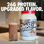 GHOST Vegan V2 Protein Powder, Chocolate Cereal Milk – 2.7LB Tub, 26G of Protein - Plant-Based Pea & Organic Pumpkin Blend Protein with Fiber & Iron - Flavored Post Workout Shakes - Soy & Gluten Free