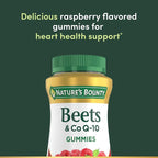 Nature’s Bounty Beets & Co Q-10 Gummies for Heart Health, Coenzyme Q10, Beet Root Extract, Supports Healthy Circulation and Heart Function, Cellular Energy Production, Raspberry Flavor, 60 Gummies