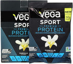 Vega Protein + Recovery - 30g Plant-Based Protein per Serving, Vanilla, 12 x 1.6oz Sachets, 5g BCAAs, Probiotics, NSF Certified, for Shakes & Smoothies, (Packaging May Vary)