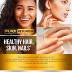 PURE RESEARCH Liquid Biotin & Collagen Hair Growth Drops 60,000mcg – Biotin and Liquid Collagen Supplements for Women & Men – Supports Glowing Skin, Healthy Hair & Nail Growth (2Fl Oz)