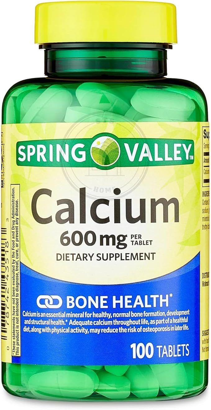 Spring Valley Calcium 600 mg, 100 Tablets | Calcium Supplement 600 mg | Calcium Supplement + STS Sticker.