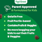Feel Great Super Green Gummies for Kids | Fruit and Vegetable Gummies | Vegan Veggie Gummy Multivitamin for Kids | Veggie Fiber Supplement | 60 Count