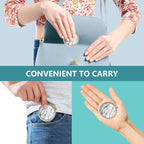 Pill Case Pill Box with Mirror Retro 3 Compartment Small Pill Case for Purse or Pocket Bronze Small Roud Pill Box or Vitamins, Fish Oil, Supplements, Pill Containe Travel Gifts（White Marble）