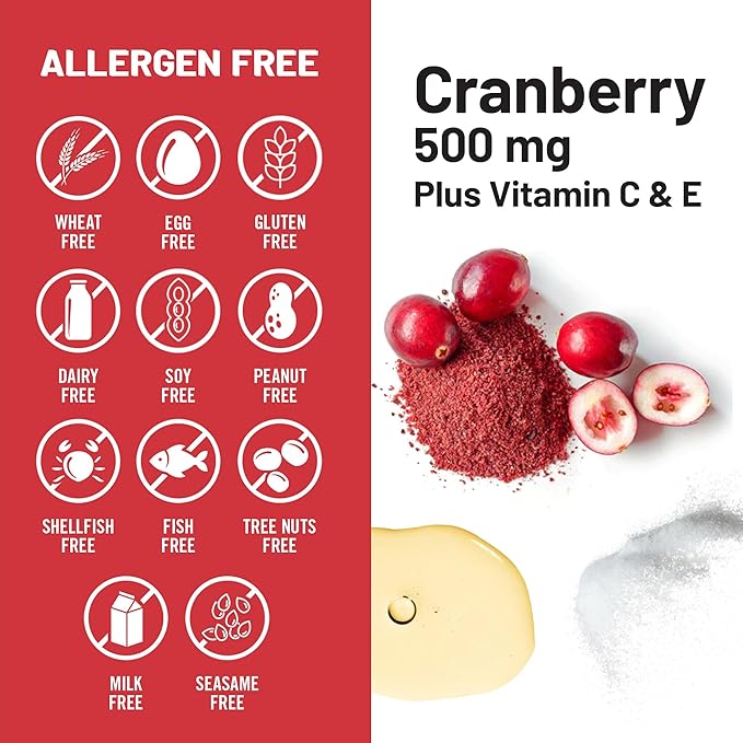 NatureWise Cranberry Pills for Women - 500mg Cranberry Extract (25:1) + Vitamin C & E - Cleansing Urinary Tract & Bladder - Vegan, Non-GMO, Sugar-Free - 60 Capsules[1-Month Supply]