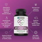 ZHOU Resveratrol - Resveratrol 1000mg Nutritional Supplement for Women & Men, Pure Ultra Strength Heart Health and Antioxidant Support Formula - 60 Veggie Capsules