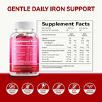 Iron Supplement Gummies with Lactoferrin, Vitamin C, B6, B12 & Zinc – Gentle, Vegan, Sugar-Free – Supports Healthy Blood, Immune Health & Energy – for Women, Men & Kids – Mixed Berry Flavor, 60 Count