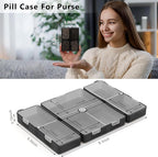 FYY Daily Pill Organizer,7 Compartments Portable Pill Case Travel Pill Organizer,[Folding Design] Large Pill Box for Purse Pocket to Hold Vitamins,Cod Liver Oil,Supplements and Medication-Clear Black