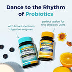 NewRhythm Probiotics 120 Billion CFU 36 Strains, 3-in-1 Probiotics with Prebiotics & Enzymes, Probioticos for Women & Men, Vegan Targeted Release Supplement, 60ct