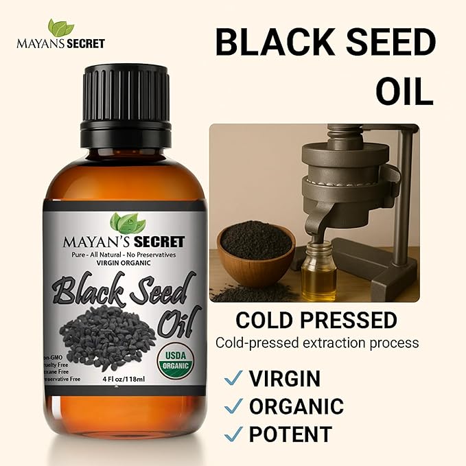 Pure Carrier and Essential Oils for Skin Care, Hair, Body Moisturizer for Face-Anti Aging Skin Care (Black Cumin Seed Oil Organic, 4oz)