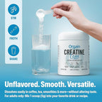 Orgain Micronized Creatine Monohydrate Lean Muscle Powder with Metabolism Blend, Unflavored, 50 Servings, Supports Muscle Strength and Brain Health, No Dairy or Soy, Gluten Free, Vegan