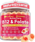 Methyl B12 5000mcg & L-Methylfolate Gummies for Women Men - Active 5-MTHF & Methylted B-Complex Multivitamin Supplement + B6, Choline,TMG for Cellular Energy, Cognition, Methylation, MTHFR Gene, 60Cts