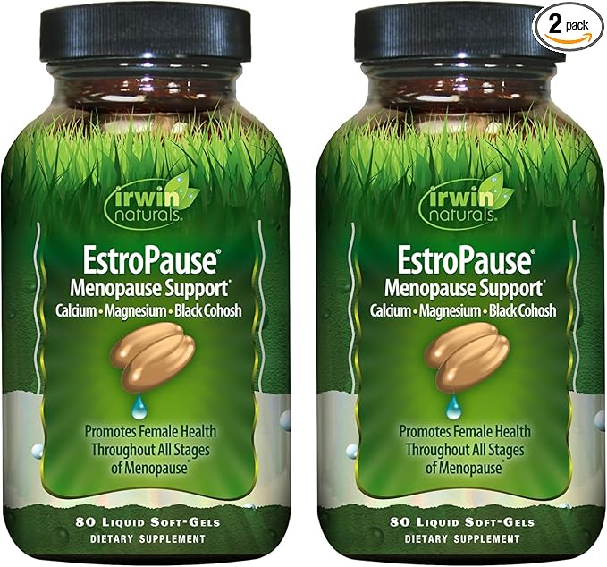Irwin Naturals EstroPause Menopause & Women’s Health Support – 80 Liquid Soft-Gels – Gentle Hormonal Balance Formula - 2 Pack