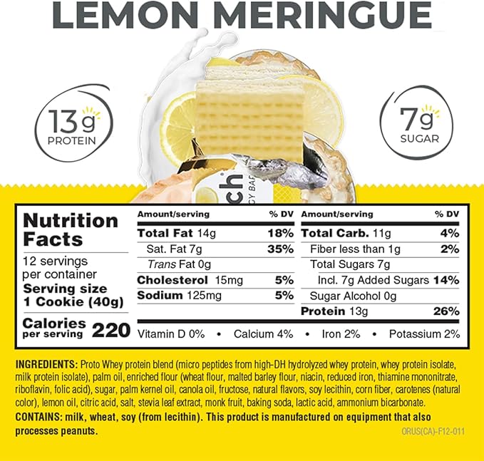 Power Crunch Protein Wafer Bars, High Protein Snacks with Delicious Taste, Lemon Meringue, 1.4 Ounce (12 Count)