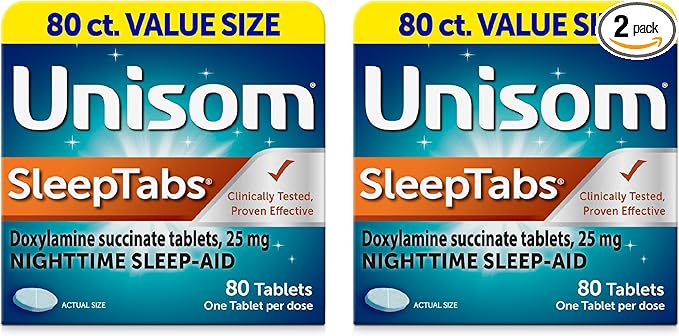 Unisom SleepTabs, Nighttime Sleep-aid, Doxylamine Succinate, 80 Tablets, 2 pk