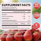 Calcium Citrate Gummies 1200mg, Chewable Calcium Supplement for Women & Men, Sugar Free Calcium for Bone, Muscle & Immune Support, Gluten Free, Vegan, Non-GMO, Strawberry Flavor, 60 Count