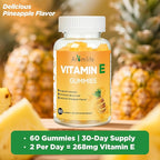 Aromlife Vitamin E 400 IU Gummies for Immune, 268mg Per Serving Vitamin E Gummies for Women and Men Skin Glow & Cell Wellness, 60 Count Pineapple Flavor Sugar-Free Gluten-Free