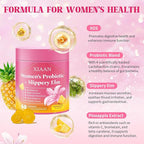 Women Probiotic Slippery Elm Gummies, Her Juicy Feminine Probiotics Supports pH Balance & Immune System, Vaginal Probiotic Gummies, Suagr-Free, Veagn, Pineapple Flavor, 60 Count