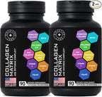 Age Defense Beauty Collagen Matrix - 2,000mg Multi Collagen Biotin Keratin Hyaluronic Acid Saw Palmetto Supplement Complex - DHT Blocker for Men & Women for Hair Growth - 2-PACK, 180 Gluten-Free Caps