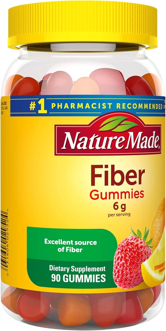 Nature Made Fiber 6 g, Dietary Supplement for Digestive Health Support, 90 Fiber Gummies, 30 Day Supply