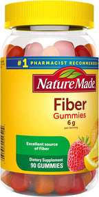 Nature Made Fiber 6 g, Dietary Supplement for Digestive Health Support, 90 Fiber Gummies, 30 Day Supply