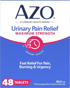 AZO Urinary Pain Relief Maximum Strength | Fast Relief of UTI Pain, Burning & Urgency | Targets Source of Pain | #1 Most Trusted Brand | 48 Tablets