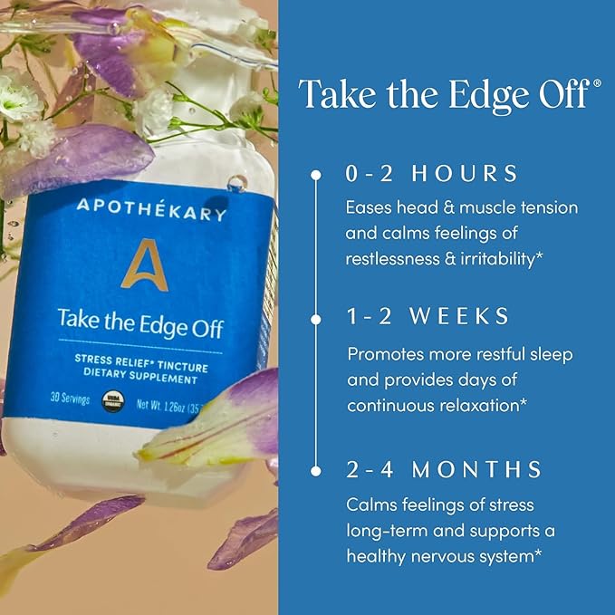 Apothékary All Day Stress Duo Herbal Supplement Liquid Drops, Contains Wine Down 30 Servings and Take The Edge Off 30 Servings, Support Relaxation, Stress Relief, and Natural Sleep, 60 Servings