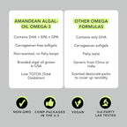 AMANDEAN Vegan Omega 3 Supplement. Premium Fish Oil Alternative. Algae DHA & EPA. Carrageenan Free Softgels. Algal Essential Fatty Acids. Plant Based Heart, Brain, Eye, Skin, Immune Support. (120ct)