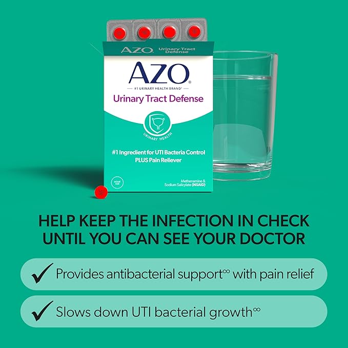 AZO Urinary Tract Defense Antibacterial Protection Helps Control a UTI Until You Can See a Doctor #1 Most Trusted Urinary Health Brand 48 Tablets