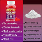 Creatine Monohydrate Gummies Infused with 5g Creatine for Men and Women, Chewable Creatine Monohydrate for Muscle Strength, Muscle Builder, Energy Boost, Pre-Workout Supplement- 180 Raspberry Gummies