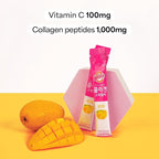 KWANGDONG Vita500 Mango Collagen Peptides Korean Jelly Stick with Vitamin C | Marine Collagen for Hair, Skin, Nails, Beauty, Joints, Minerals & Antioxidants Support | Convenient Daily Sticks 15 Pack