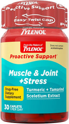 Tylenol Proactive Support* Muscle & Joint Supplements + Stress, Drug Free, Tamarind + Turmeric Supplement and Sceletium Extract to Improve Joint Comfort & Flexibility 30 ct