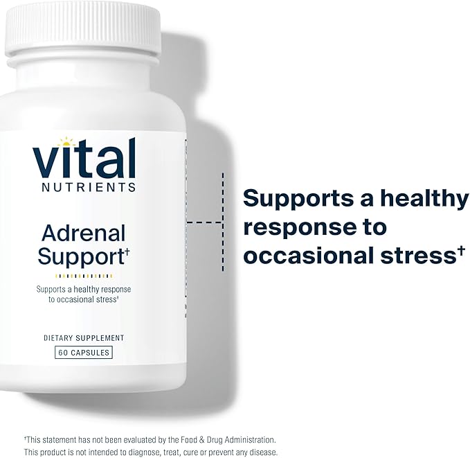 Vital Nutrients Adrenal Support - Adrenal Support Supplements for Gland Function and Cortisol Management - Supports Energy and Stress Levels - Gluten, Dairy, Soy Free - 60 Capsules