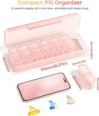 Weekly Pill Organizer 7 Day AM PM - Travel Pill Box 2 Times a Day with One-Hand Easy-Open Lid, 14 Compartments Portable Medicine Case for Daily Vitamins, Fish Oil, Pills and Supplements
