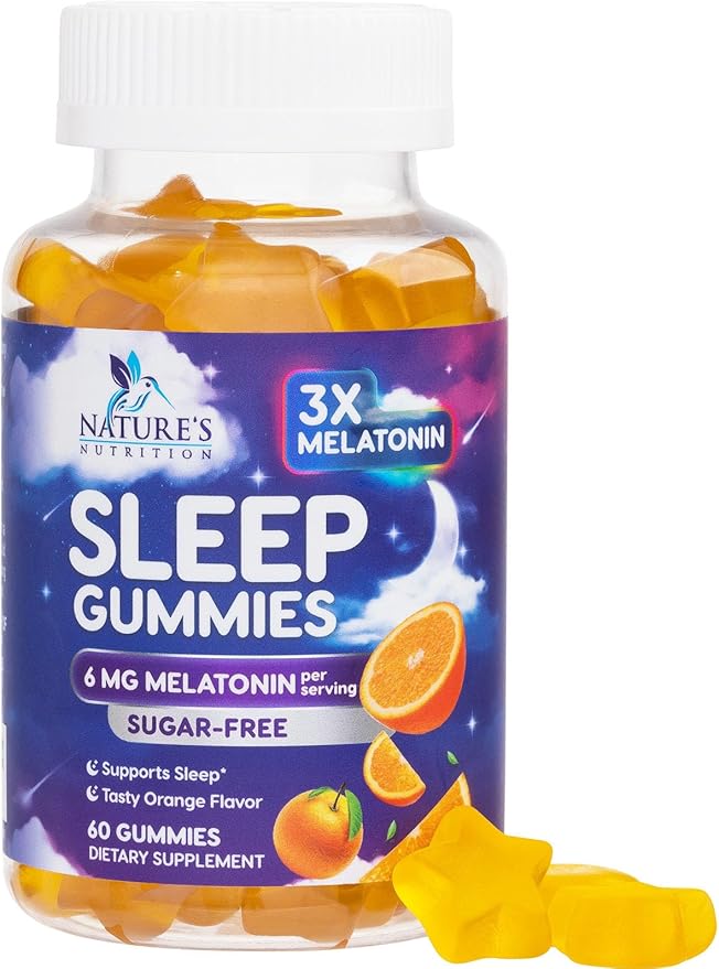 Melatonin Sleep Gummies - 6mg Per Serving - Sugar-Free Sleep Support Melatonin Gummy for Adults - Extra Strength Sleeping Gummy Supplement - Supports Restful Sleep - Tasty Orange Flavor - 60 Gummies
