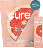 Cure Hydration | Plant-Based Electrolyte Drink Mix | No Added Sugar | FSA-HSA | Dehydration Relief Powder Made with Coconut Water | Non-GMO | Vegan | Pouch of 14 Packets - Grapefruit