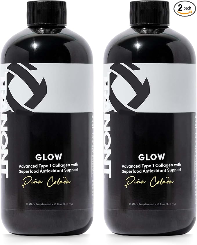 Tranont Glow Liquid Collagen for Women | Multi Collagen Peptides with Hyaluronic Acid & Biotin | Hair, Skin & Nail Support | Hydrolyzed Collagen Shot | Piña Colada | 30 fl oz